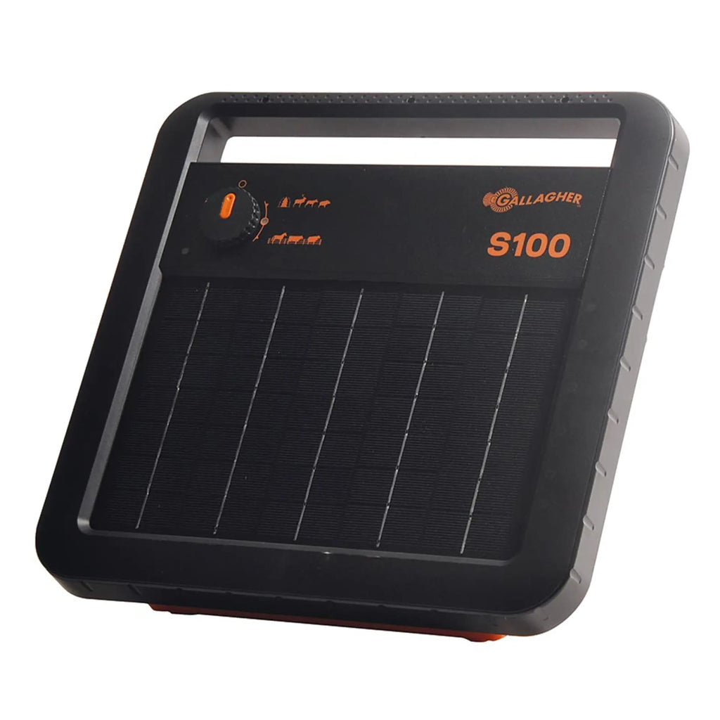 S100 Solar-Weidezaungerät inkl. Akku (1,0J - Solar) mit gratis Standfuß